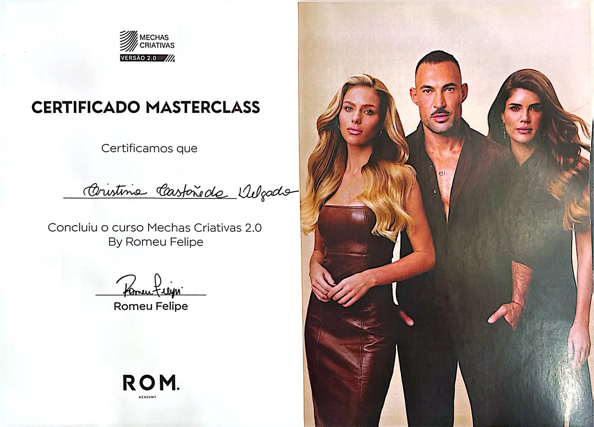 Certificado Masterclass Mechas Criativas 2.0 por Romeu Felipe